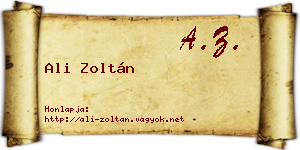 Ali Zoltán névjegykártya