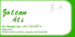 zoltan ali business card